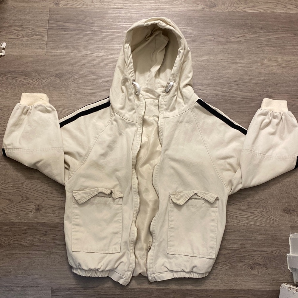 Cream Double Striped Vintage Cargo Jacket